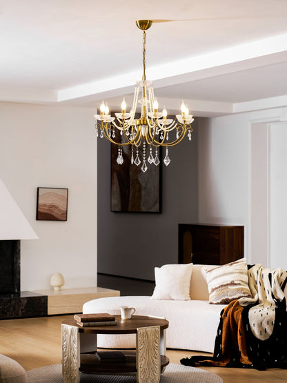 Imperial Pearl Crystal Chandelier - Elegant Design, Adjustable Height