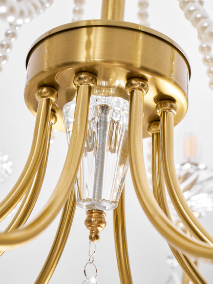 Imperial Pearl Crystal Chandelier - Elegant Design, Adjustable Height