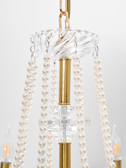 Imperial Pearl Crystal Chandelier - Elegant Design, Adjustable Height