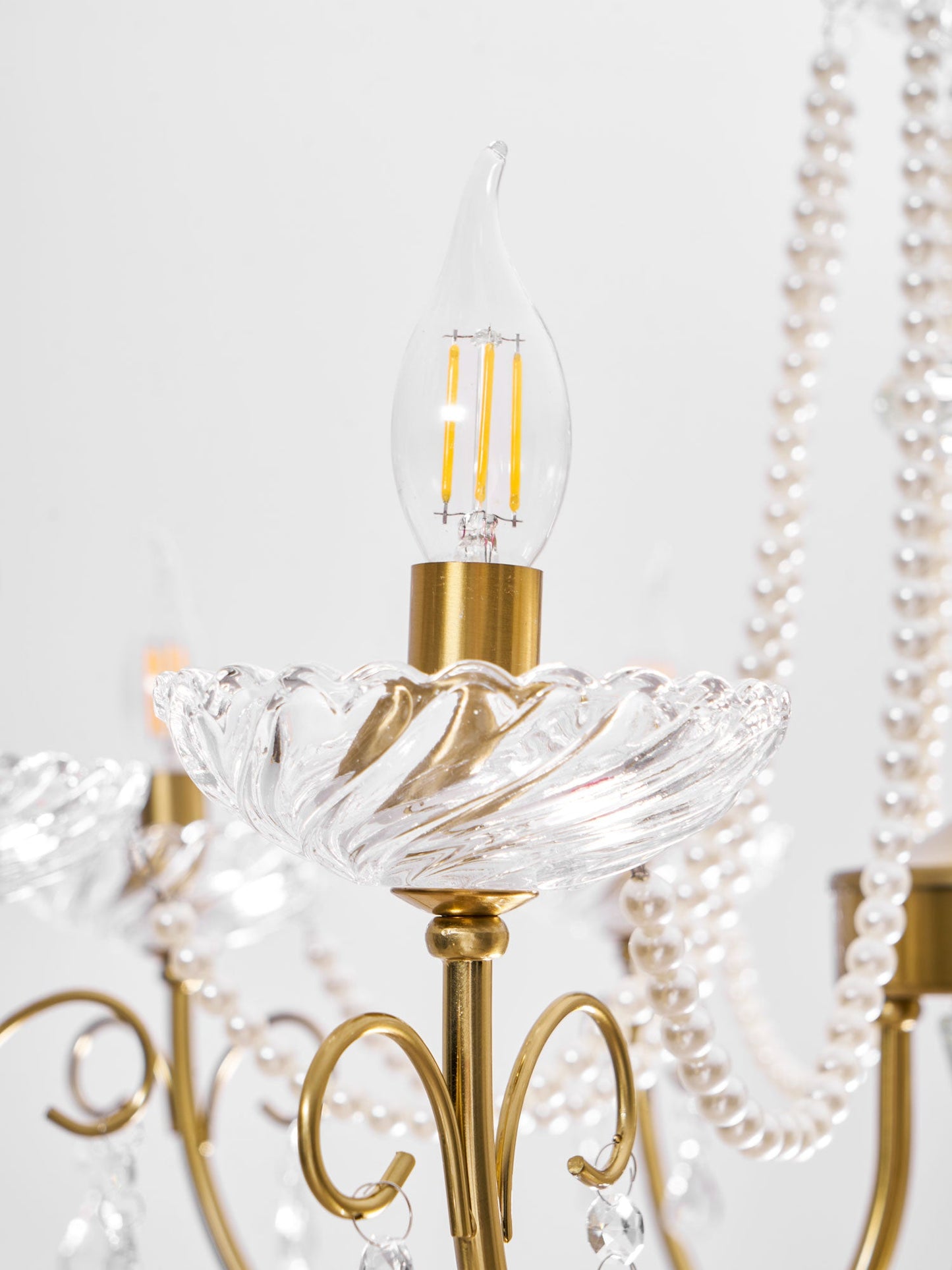 Imperial Pearl Crystal Chandelier - Elegant Design, Adjustable Height