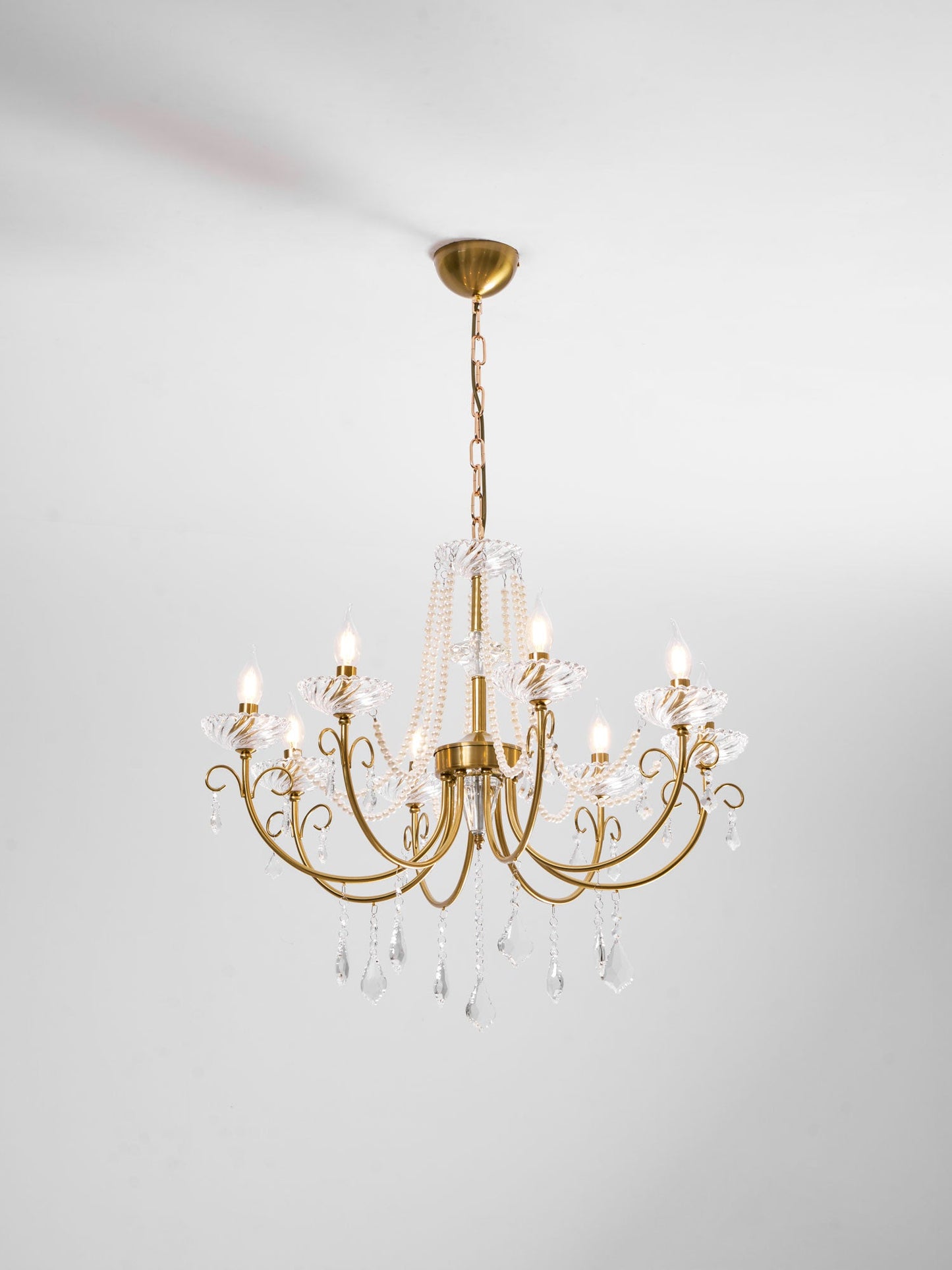 Imperial Pearl Crystal Chandelier - Elegant Design, Adjustable Height
