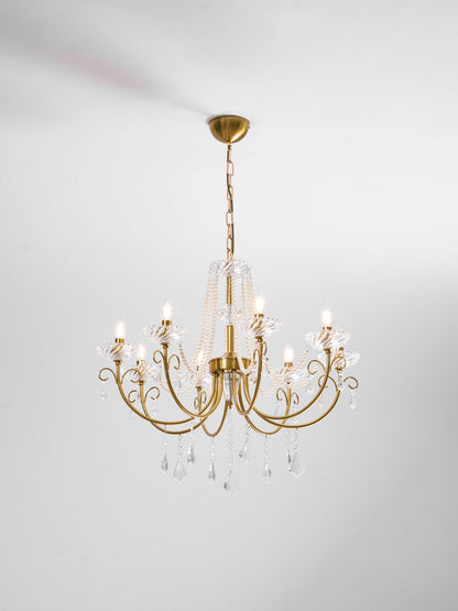 Imperial Pearl Crystal Chandelier - Elegant Design, Adjustable Height