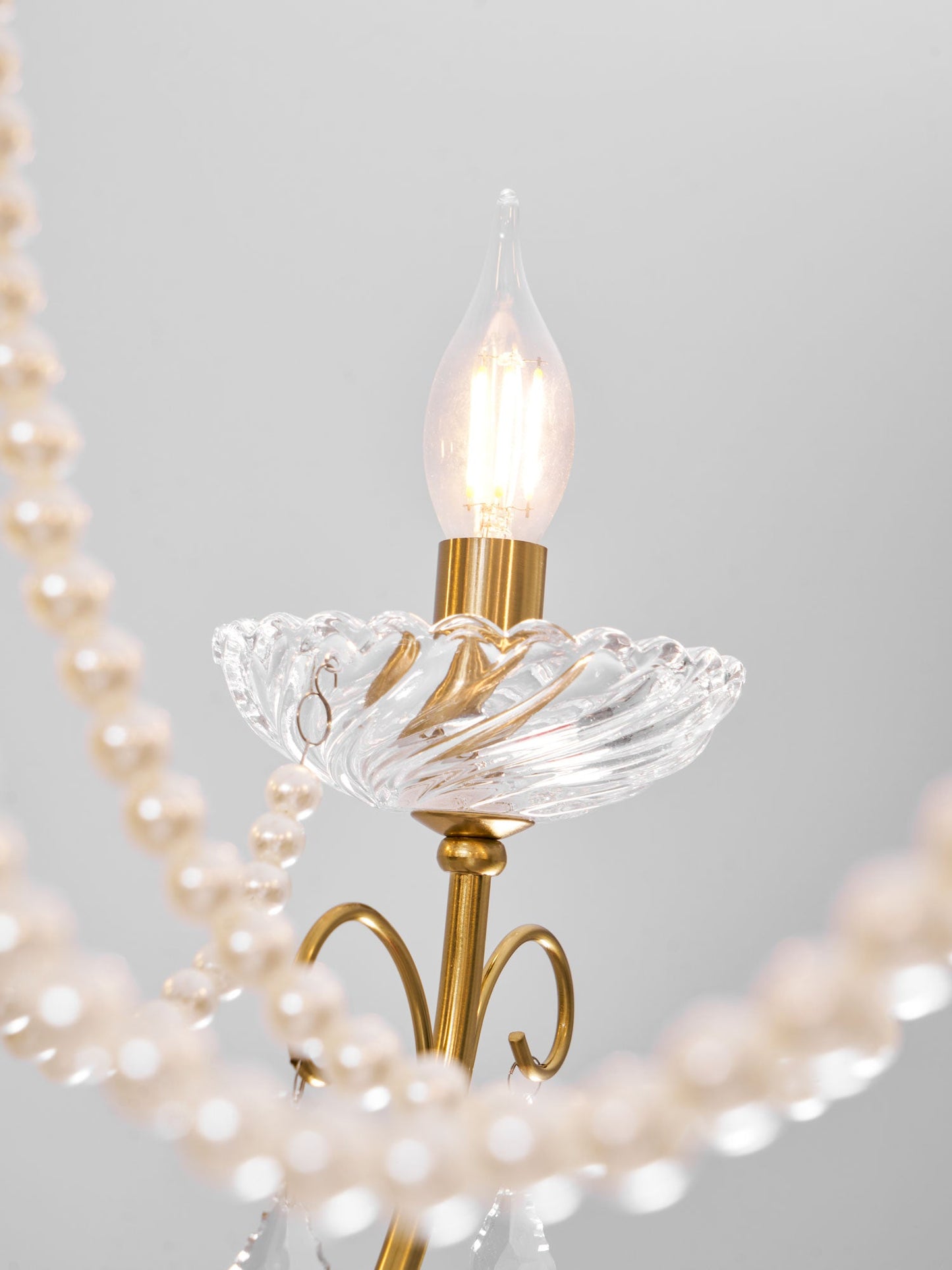Imperial Pearl Crystal Chandelier - Elegant Design, Adjustable Height