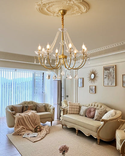 Imperial Pearl Crystal Chandelier - Elegant Design, Adjustable Height