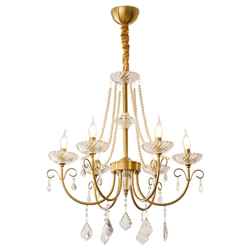Imperial Pearl Crystal Chandelier - Elegant Design, Adjustable Height