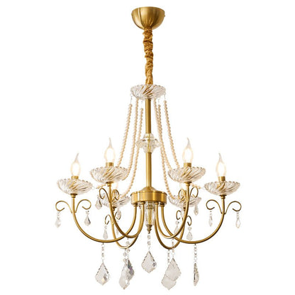 Imperial Pearl Crystal Chandelier - Elegant Design, Adjustable Height
