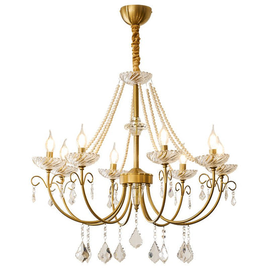 Imperial Pearl Crystal Chandelier - Elegant Design, Adjustable Height