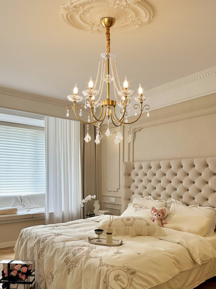 Imperial Pearl Crystal Chandelier - Elegant Design, Adjustable Height