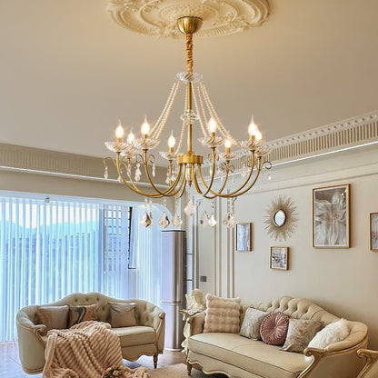 Imperial Pearl Crystal Chandelier - Elegant Design, Adjustable Height