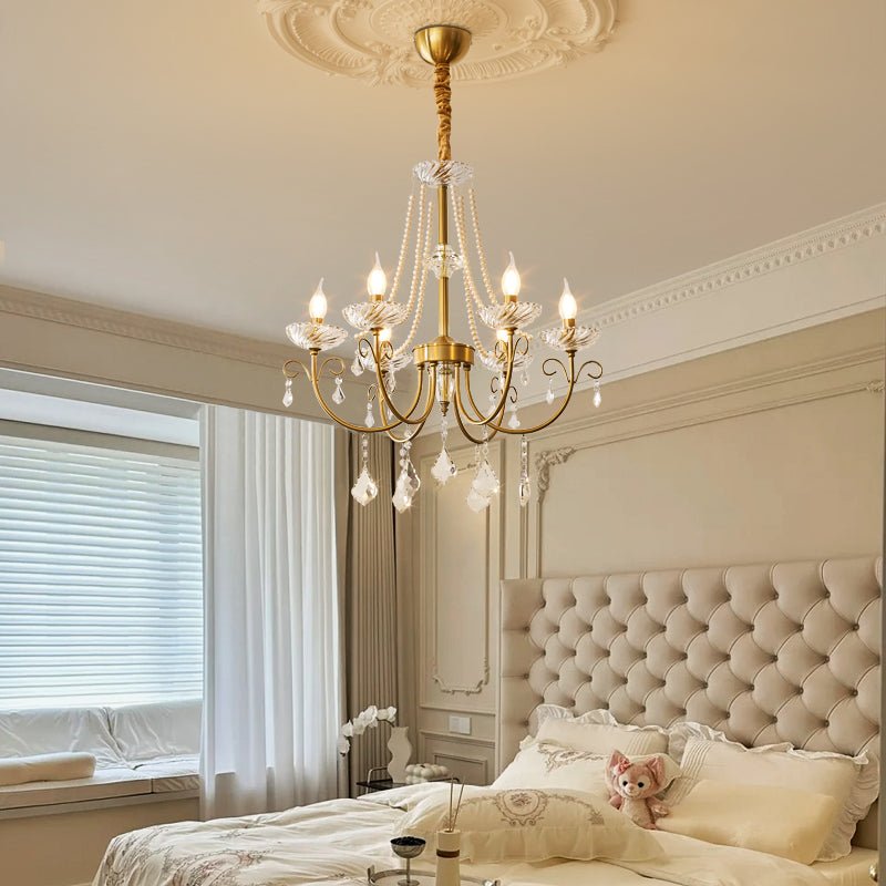 Imperial Pearl Crystal Chandelier - Elegant Design, Adjustable Height