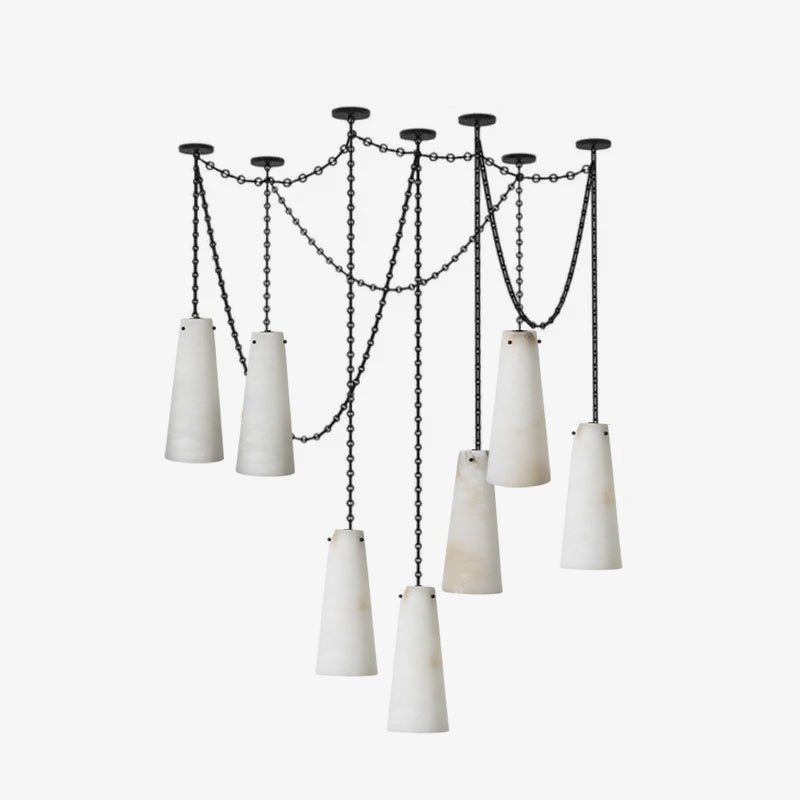 Industrial Cascade Chain Chandelier - Adjustable Height, Vintage Desig