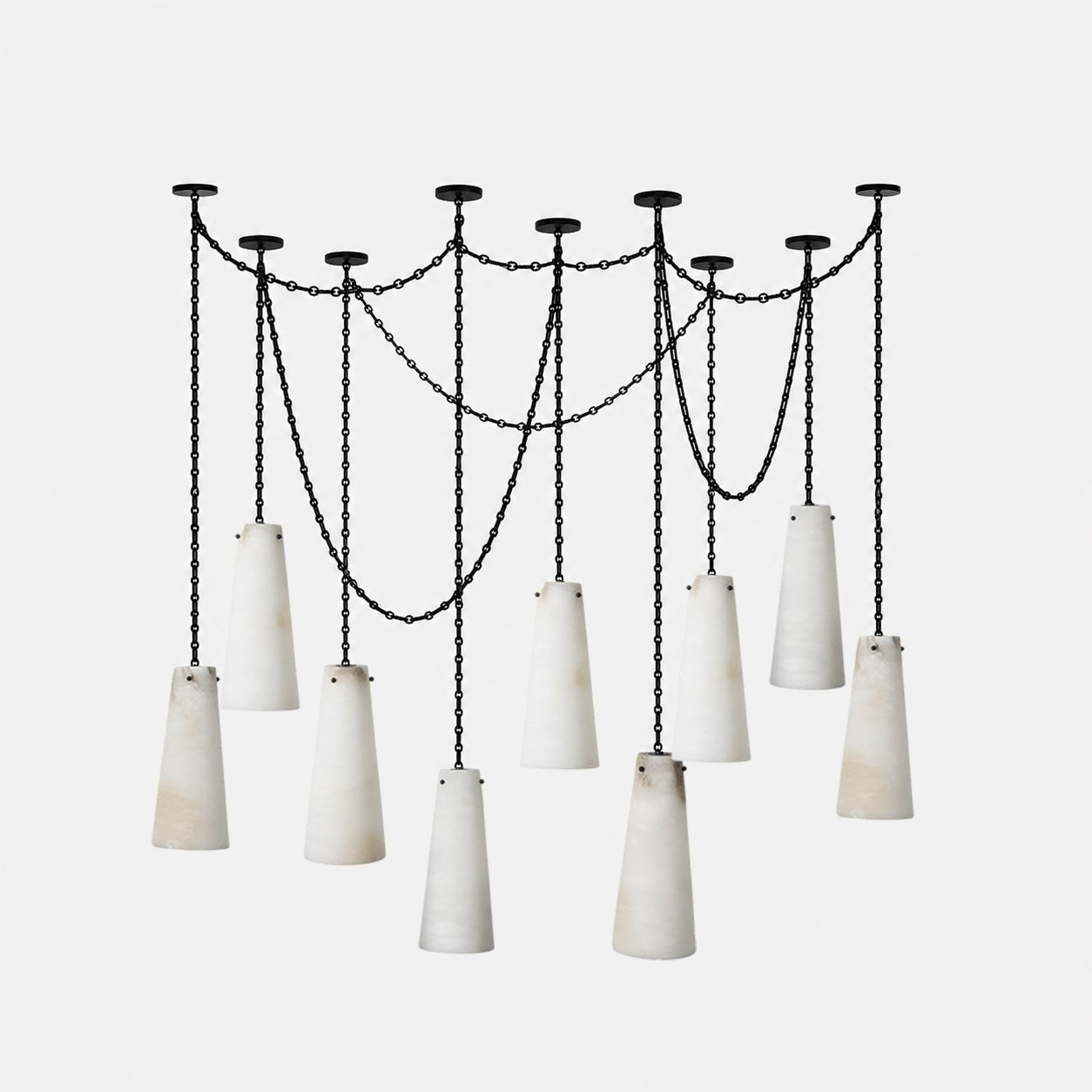 Industrial Cascade Chain Chandelier - Adjustable Height, Vintage Desig