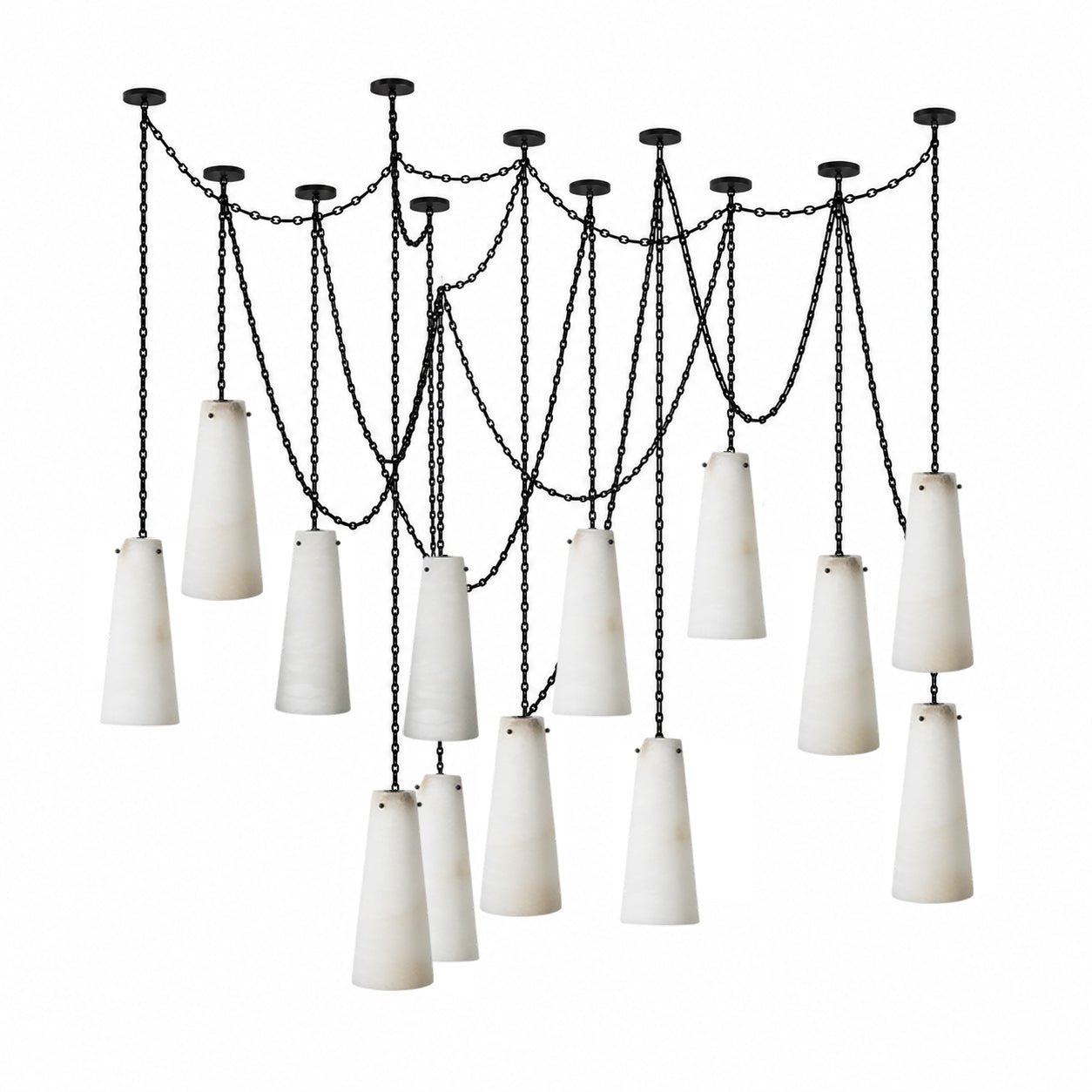 Industrial Cascade Chain Chandelier - Adjustable Height, Vintage Desig