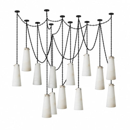 Industrial Cascade Chain Chandelier - Adjustable Height, Vintage Desig