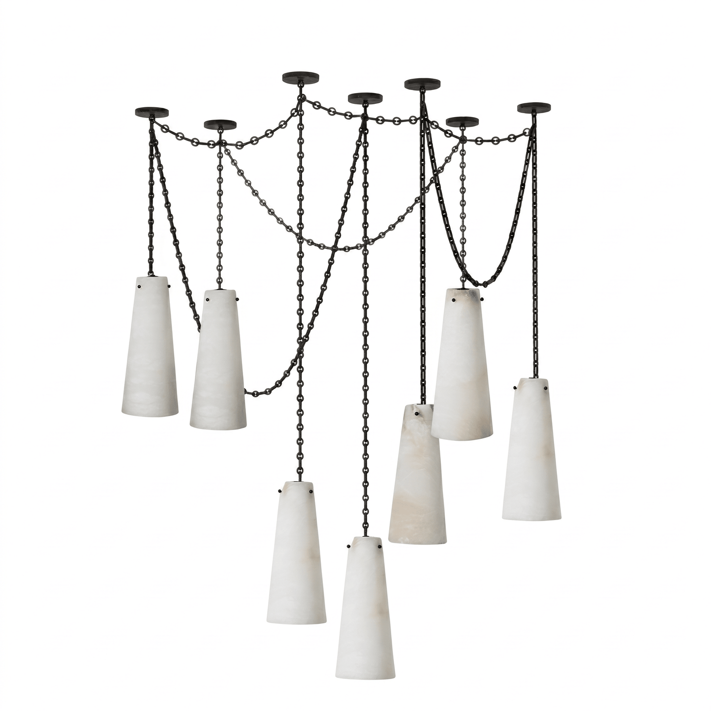 Industrial Cascade Chain Chandelier - Adjustable Height, Vintage Desig