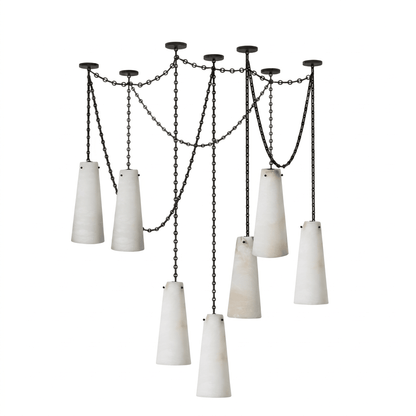 Industrial Cascade Chain Chandelier - Adjustable Height, Vintage Desig