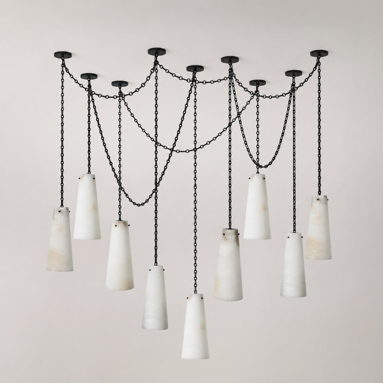 Industrial Cascade Chain Chandelier - Adjustable Height, Vintage Desig