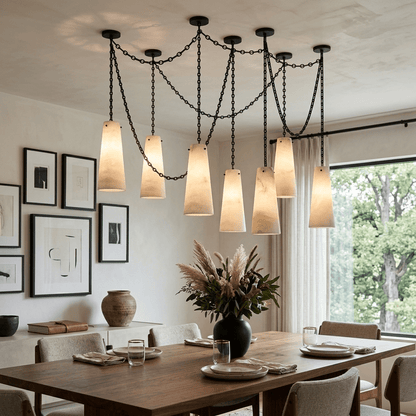 Industrial Cascade Chain Chandelier - Adjustable Height, Vintage Desig