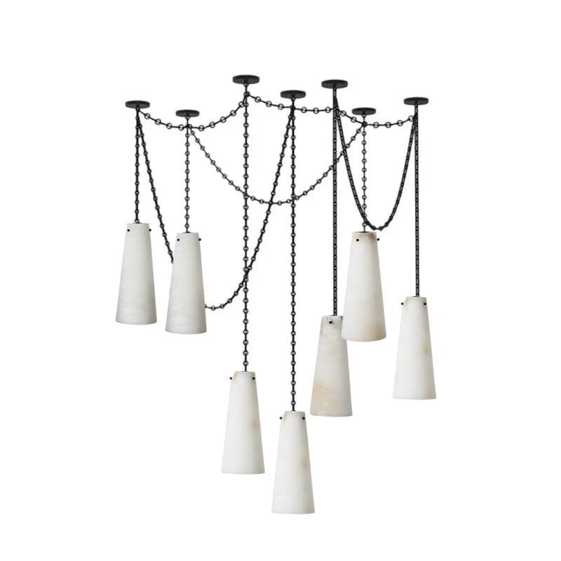 Industrial Cascade Chain Chandelier - Adjustable Height, Vintage Desig