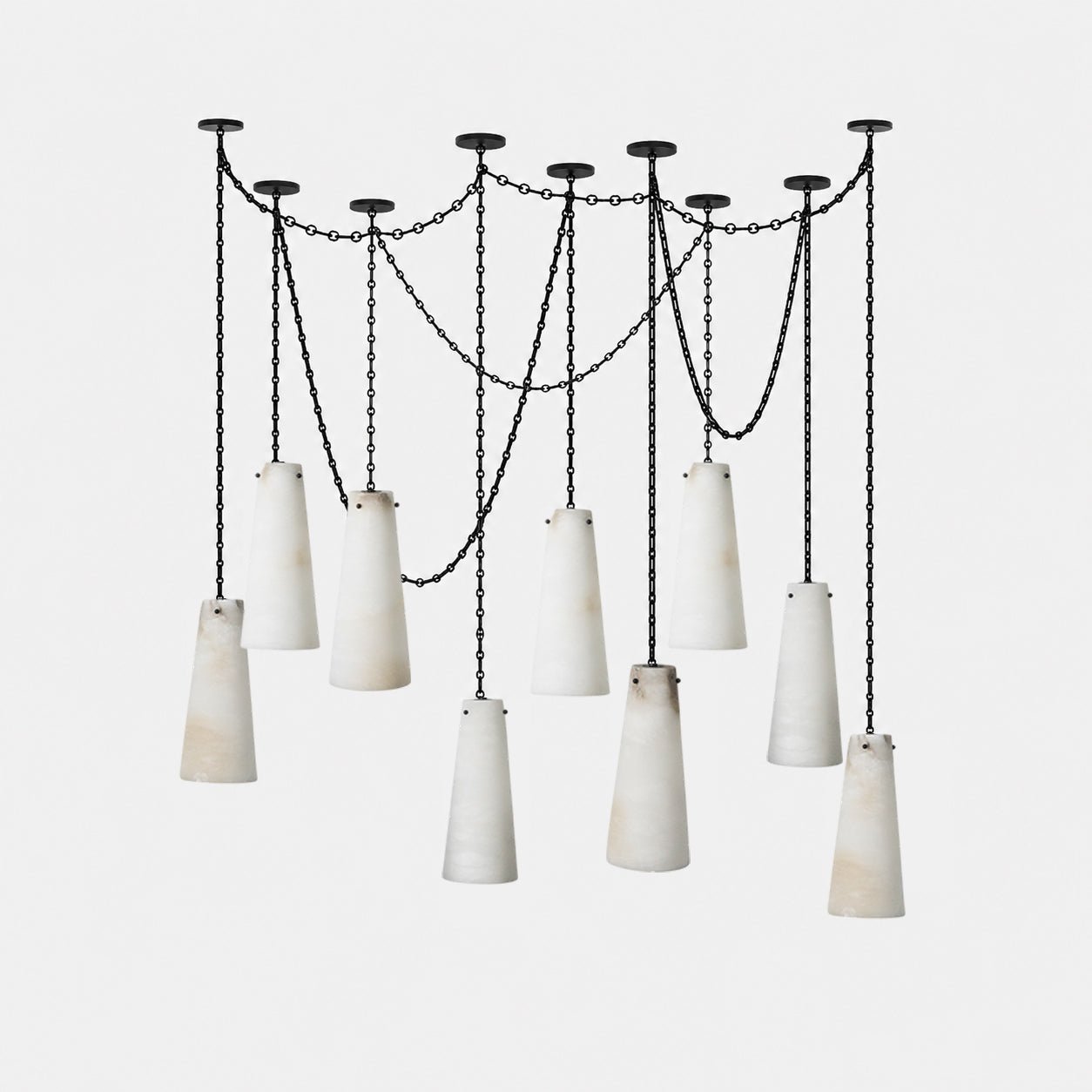 Industrial Cascade Chain Chandelier - Adjustable Height, Vintage Desig