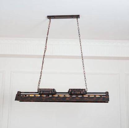 Industrial Steampunk Chandelier - Vintage Design, Adjustable Height