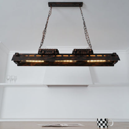 Industrial Steampunk Chandelier - Vintage Design, Adjustable Height