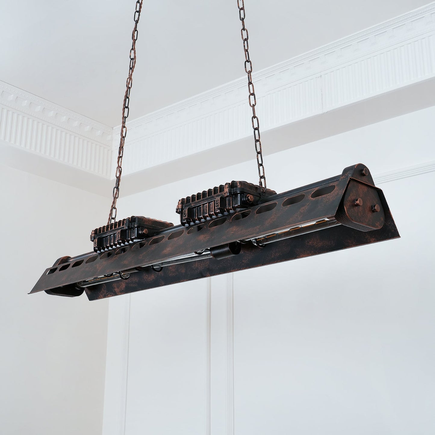 Industrial Steampunk Chandelier - Vintage Design, Adjustable Height
