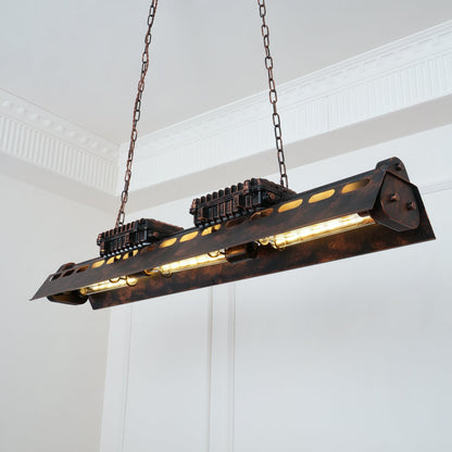 Industrial Steampunk Chandelier - Vintage Design, Adjustable Height