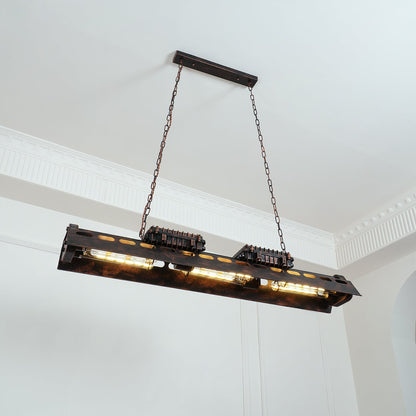 Industrial Steampunk Chandelier - Vintage Design, Adjustable Height