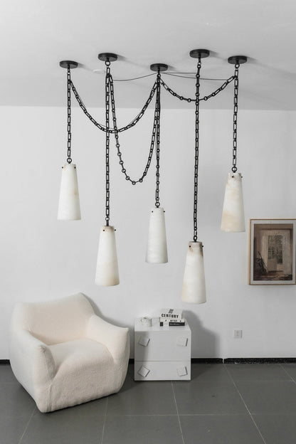 Industrial Cascade Chain Chandelier - Adjustable Height, Vintage Desig