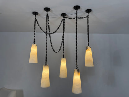 Industrial Cascade Chain Chandelier - Adjustable Height, Vintage Desig
