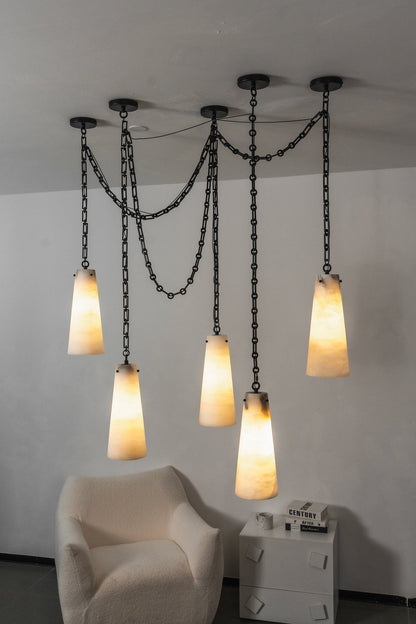 Industrial Cascade Chain Chandelier - Adjustable Height, Vintage Desig