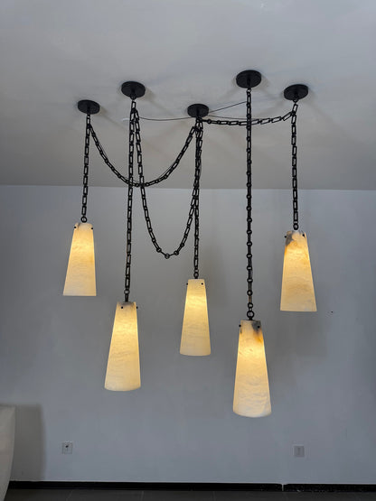 Industrial Cascade Chain Chandelier - Adjustable Height, Vintage Desig