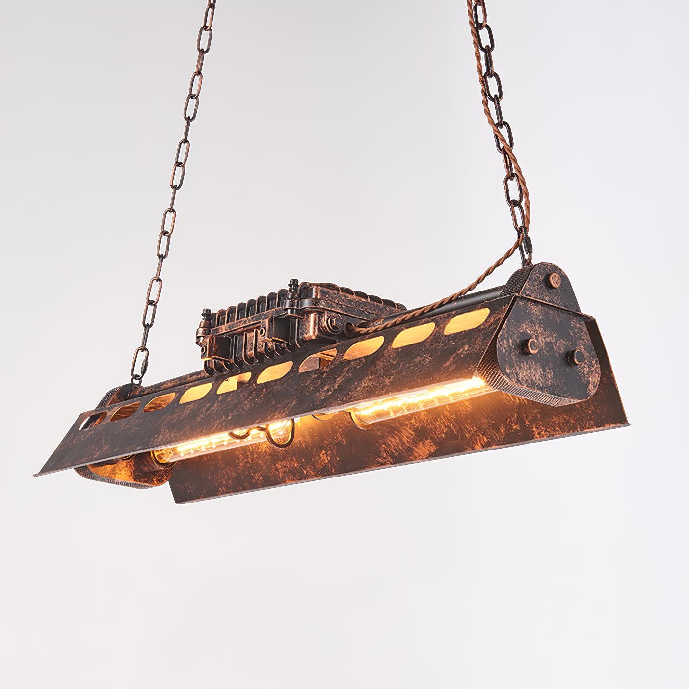Industrial Steampunk Chandelier - Vintage Design, Adjustable Height