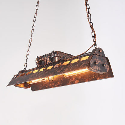 Industrial Steampunk Chandelier - Vintage Design, Adjustable Height