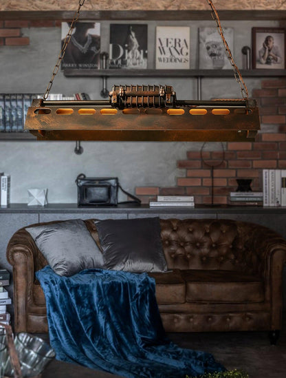 Industrial Steampunk Chandelier - Vintage Design, Adjustable Height