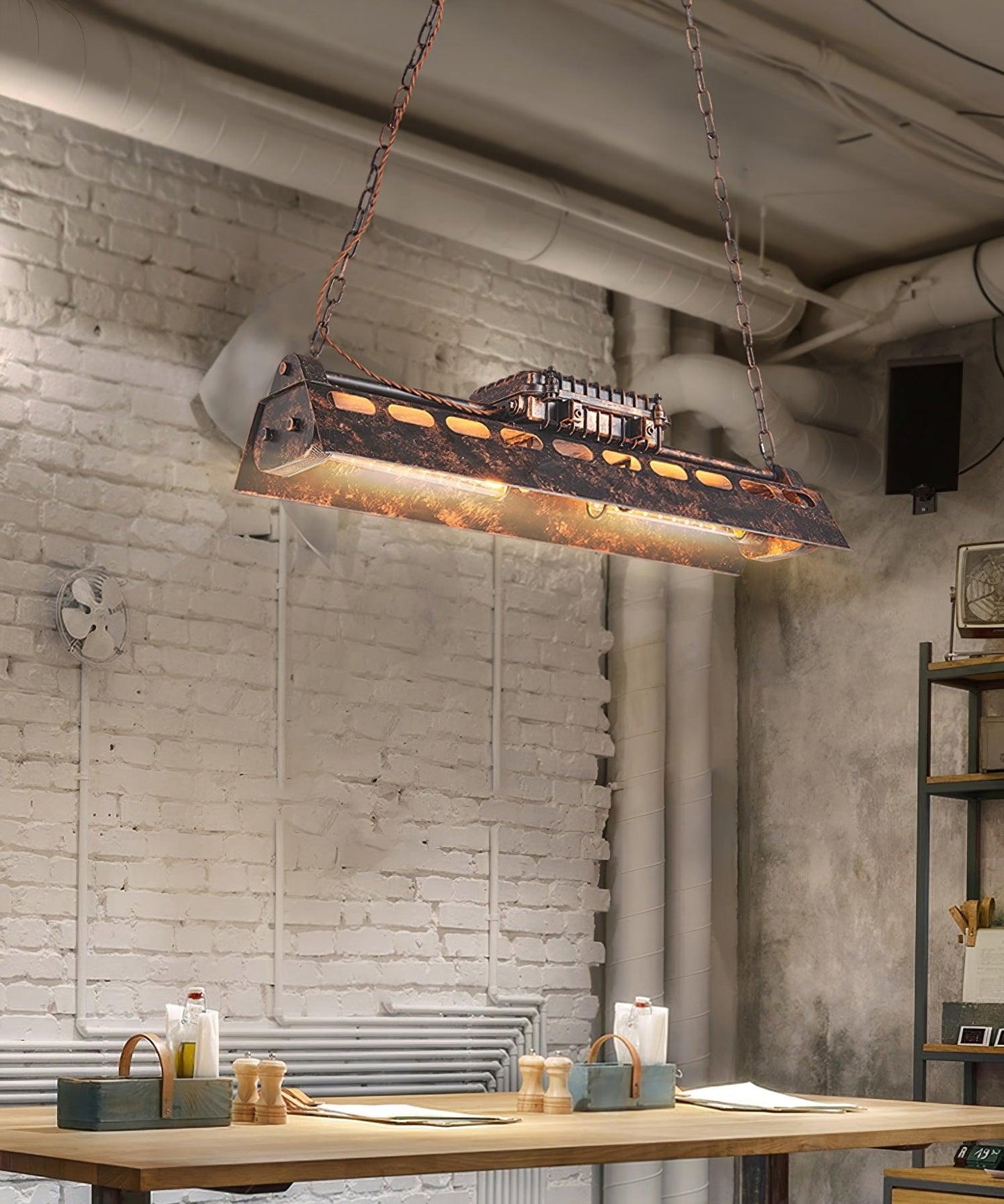 Industrial Steampunk Chandelier - Vintage Design, Adjustable Height