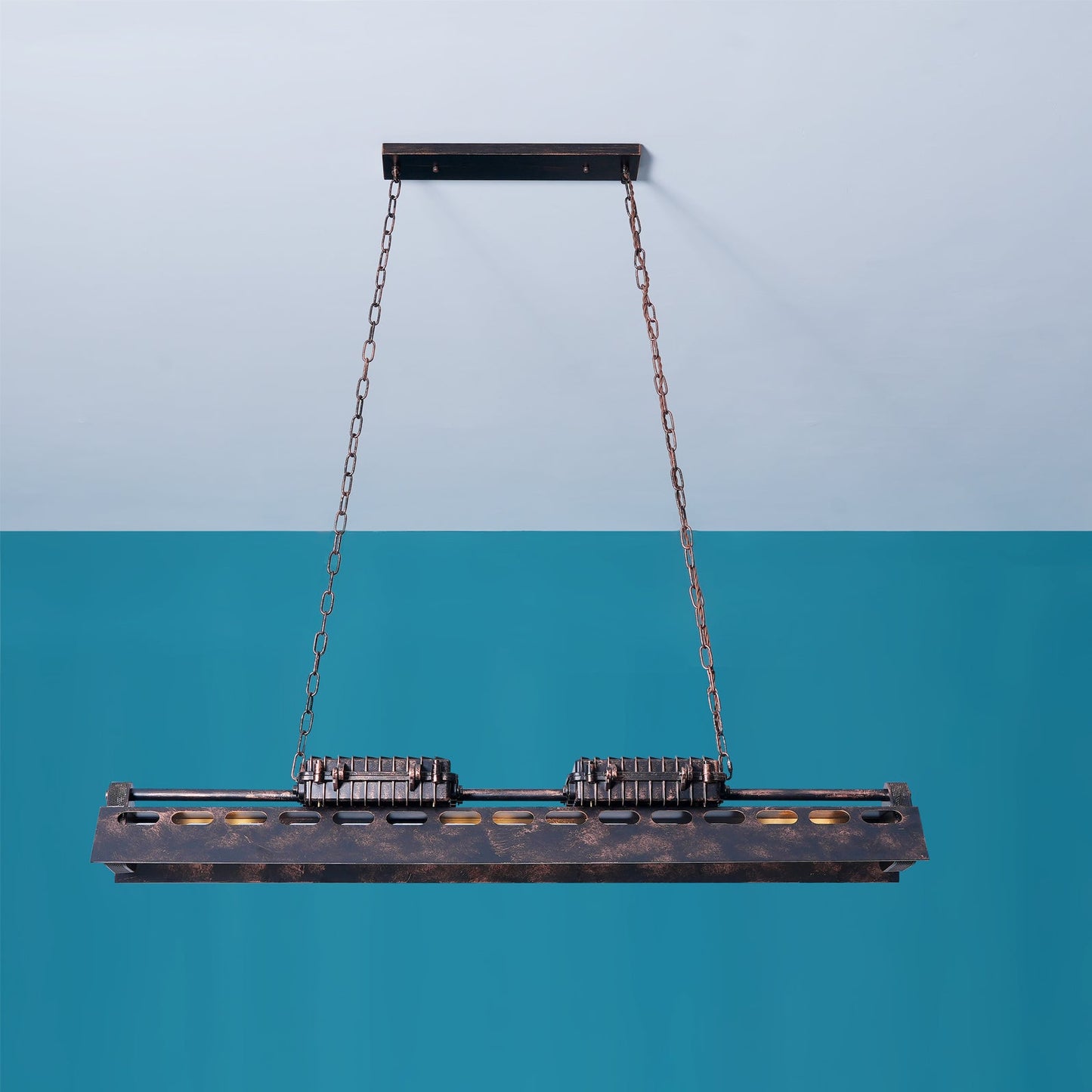 Industrial Steampunk Chandelier - Vintage Design, Adjustable Height
