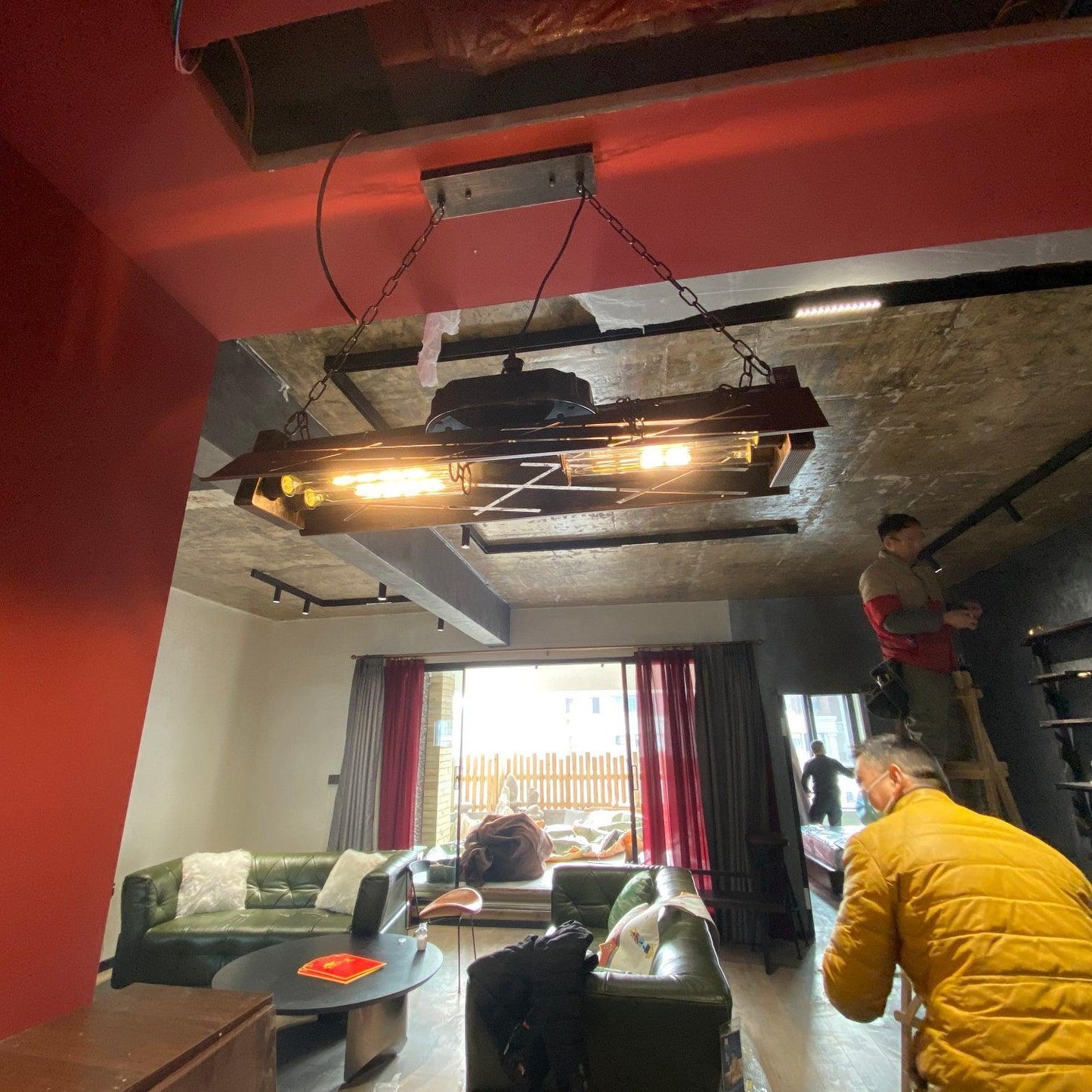 Industrial Steampunk Chandelier - Vintage Design, Adjustable Height