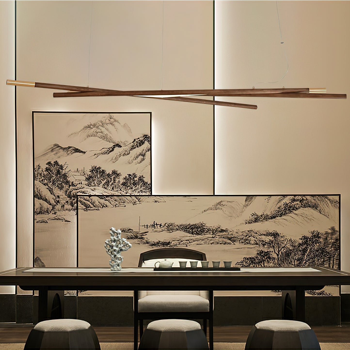 Intersect Chandelier - Modern Design with Adjustable Height & LED Ligh