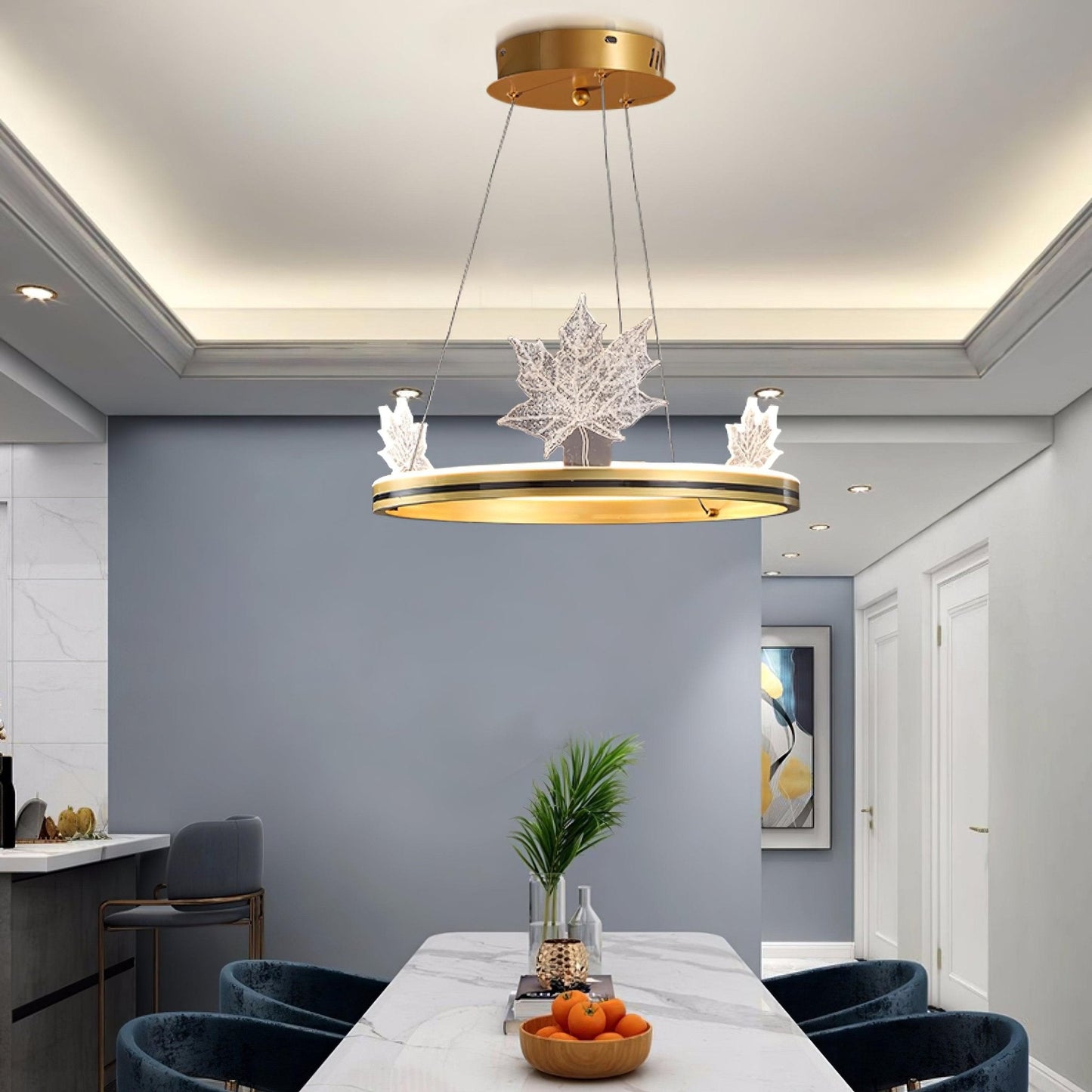 Ion Leaf Chandelier - Elegant Design with Adjustable Brightness & Ener