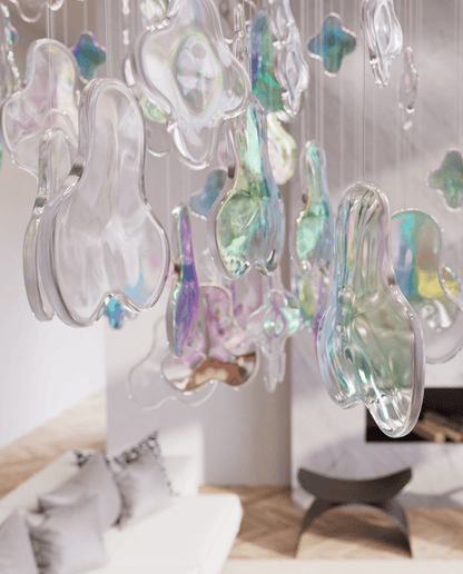 Iris Iridescent Blossom Chandelier - Elegant Design with Adjustable He