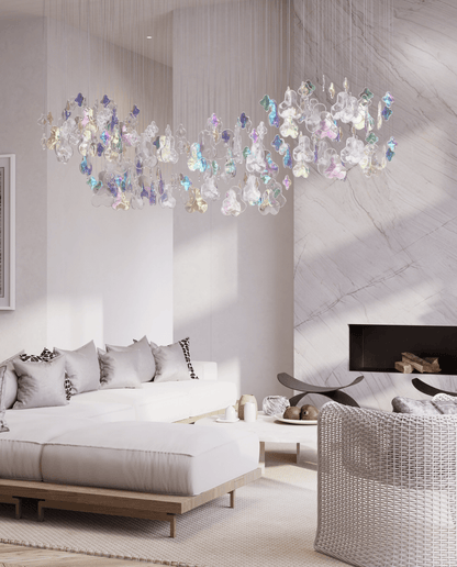 Iris Iridescent Blossom Chandelier - Elegant Design with Adjustable He