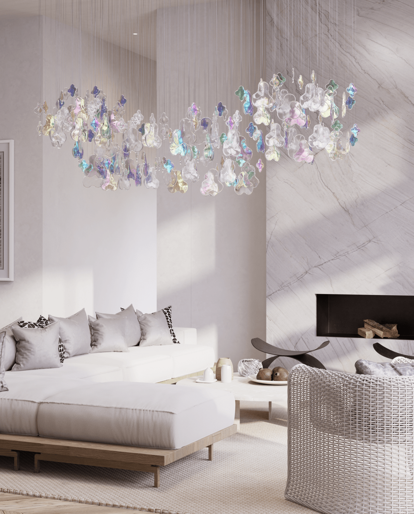 Iris Iridescent Blossom Chandelier - Elegant Design with Adjustable He