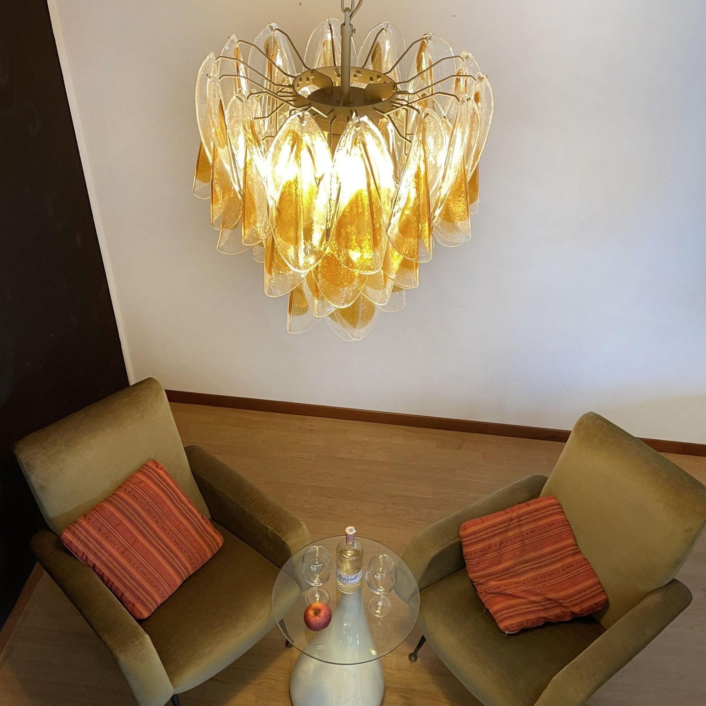 Isabella Glass Chandelier - Elegant Design with Adjustable Height & LE