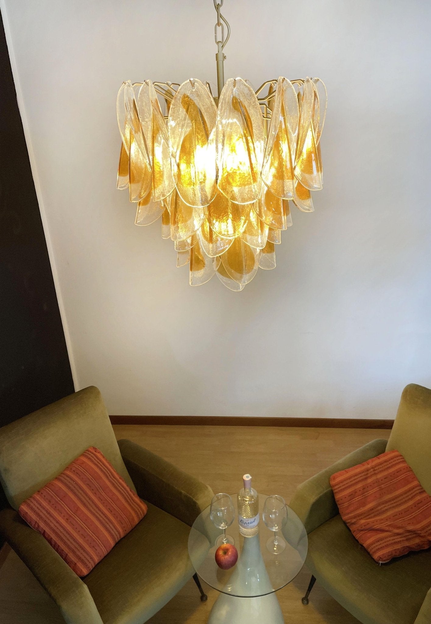 Isabella Glass Chandelier - Elegant Design with Adjustable Height & LE