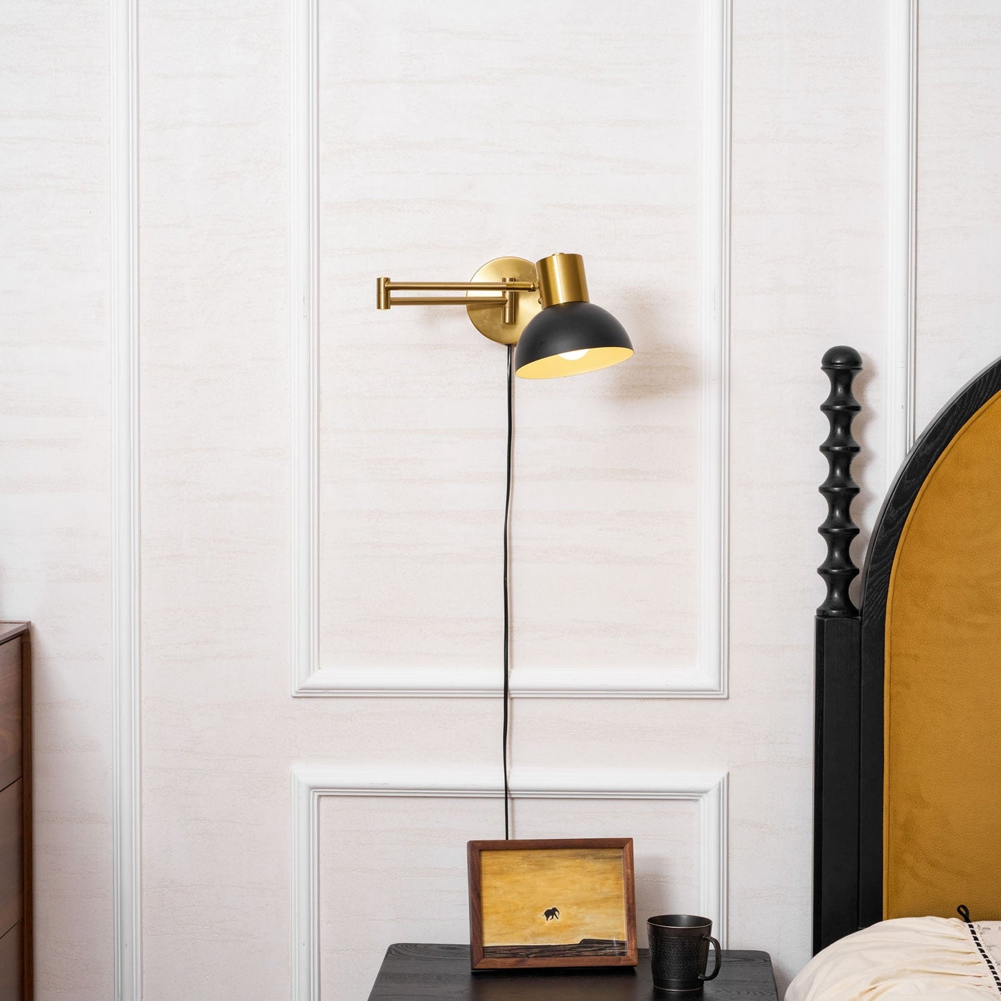 Adjustable Arm Wall Lamp with USB Charging and Dimmable LED Light