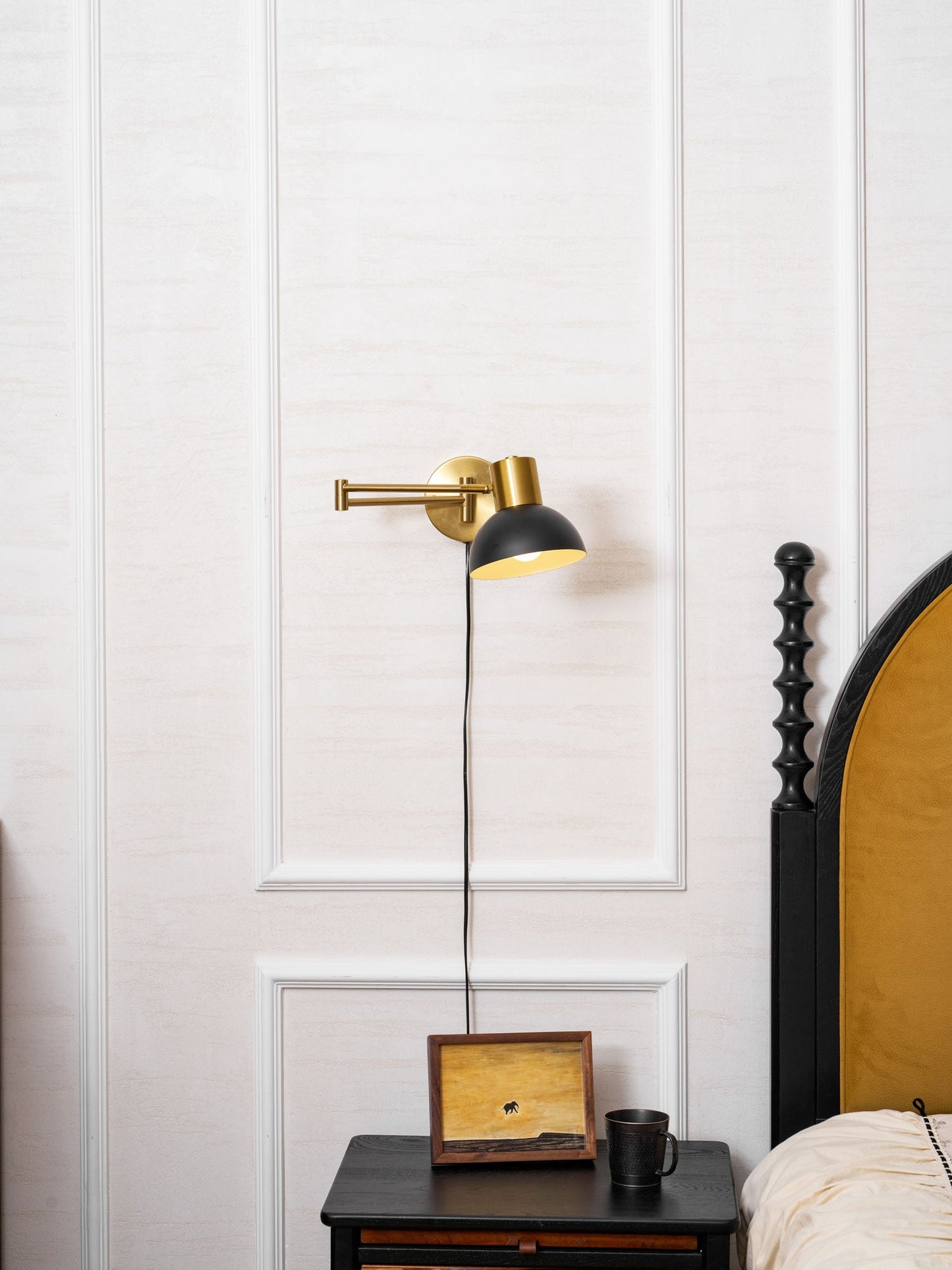 Adjustable Arm Wall Lamp with USB Charging and Dimmable LED Light