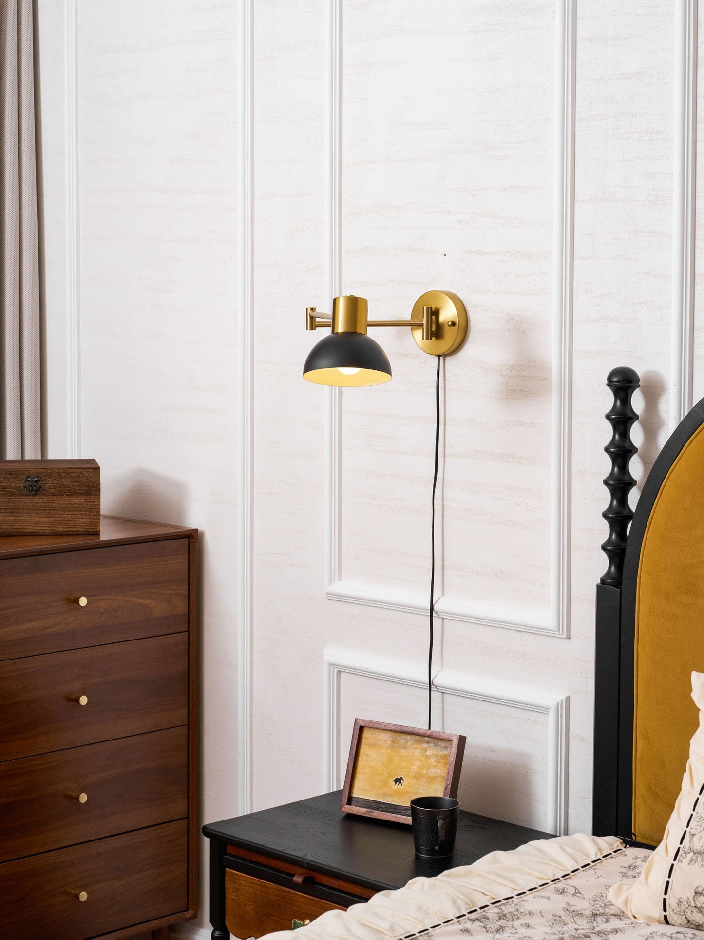 Adjustable Arm Wall Lamp with USB Charging and Dimmable LED Light