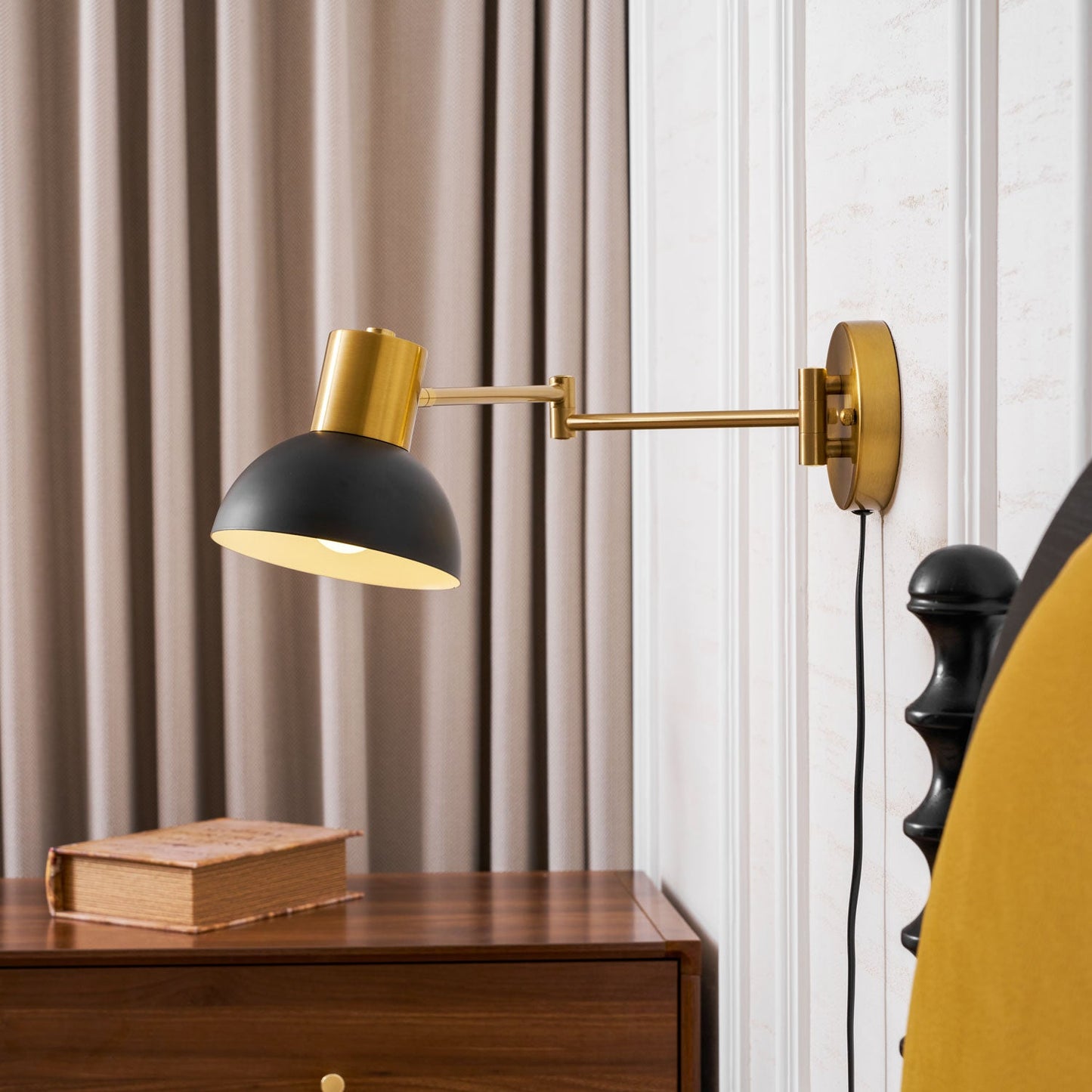Adjustable Arm Wall Lamp with USB Charging and Dimmable LED Light